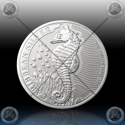 1oz BARBADOS $1 Dollar 2018 (Caribbean Seahorse) UNC